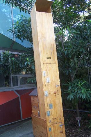 A beehive where the bees enter and exit above head height